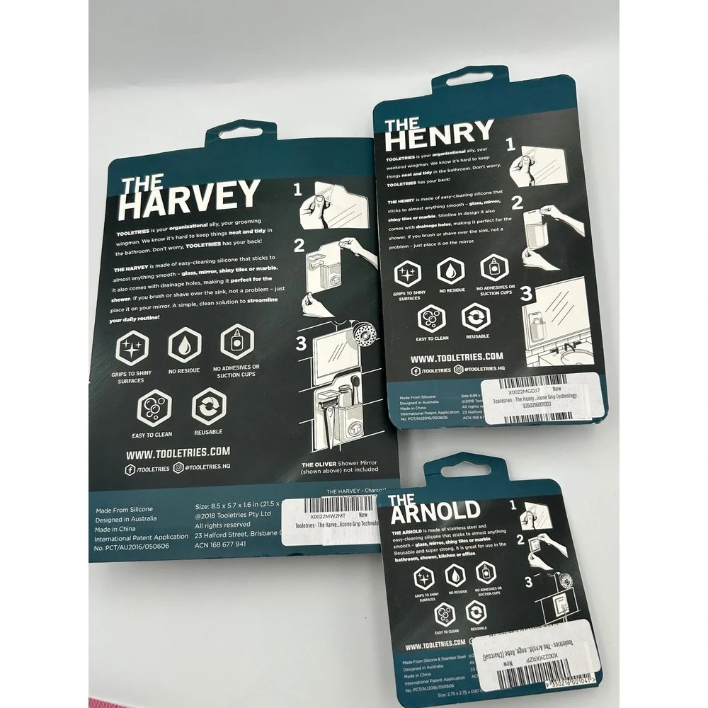 Tooletries Lot of 3 The Harvey The Henry The Arnold Silicone Shower Organizers